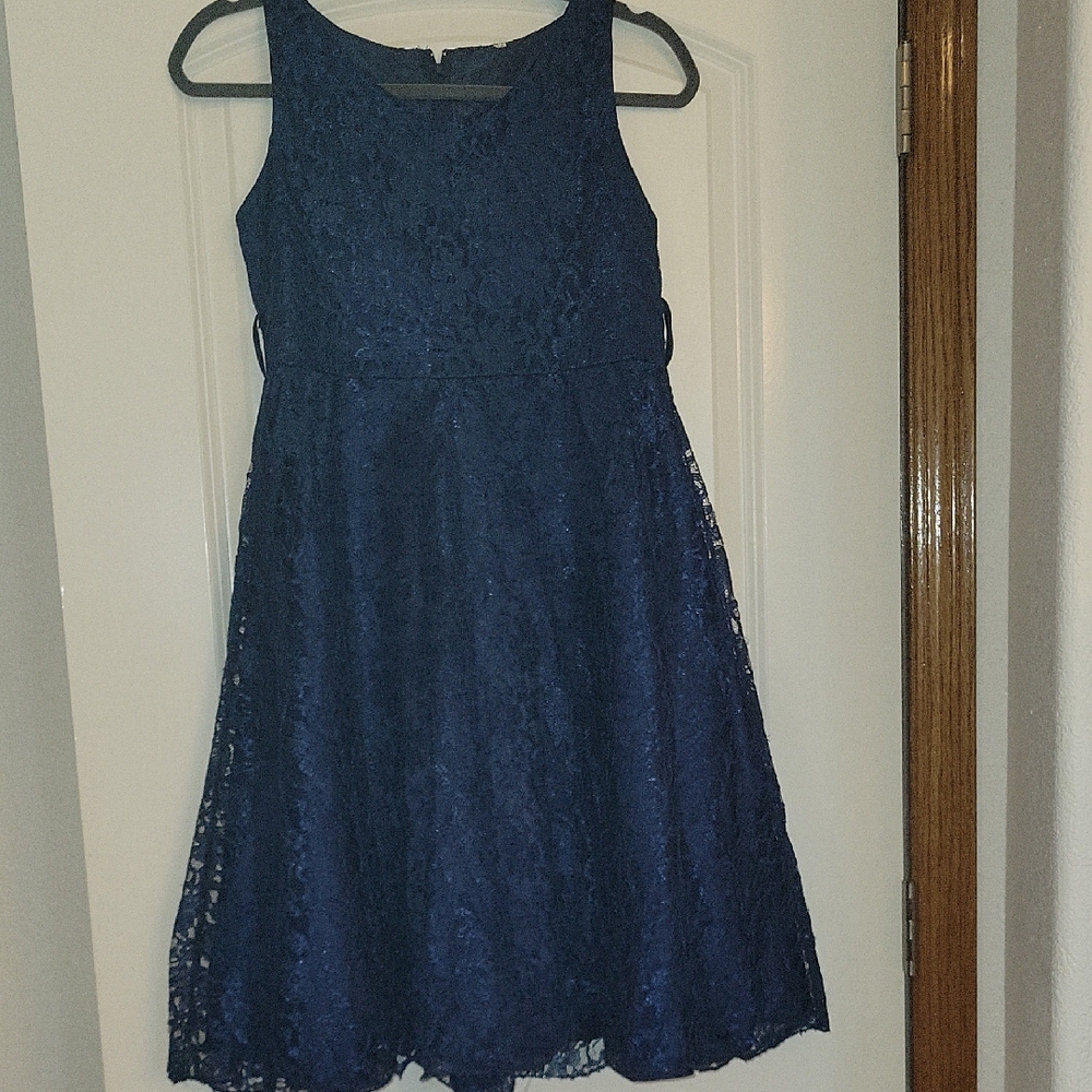 Elegant Navy Lace Dress